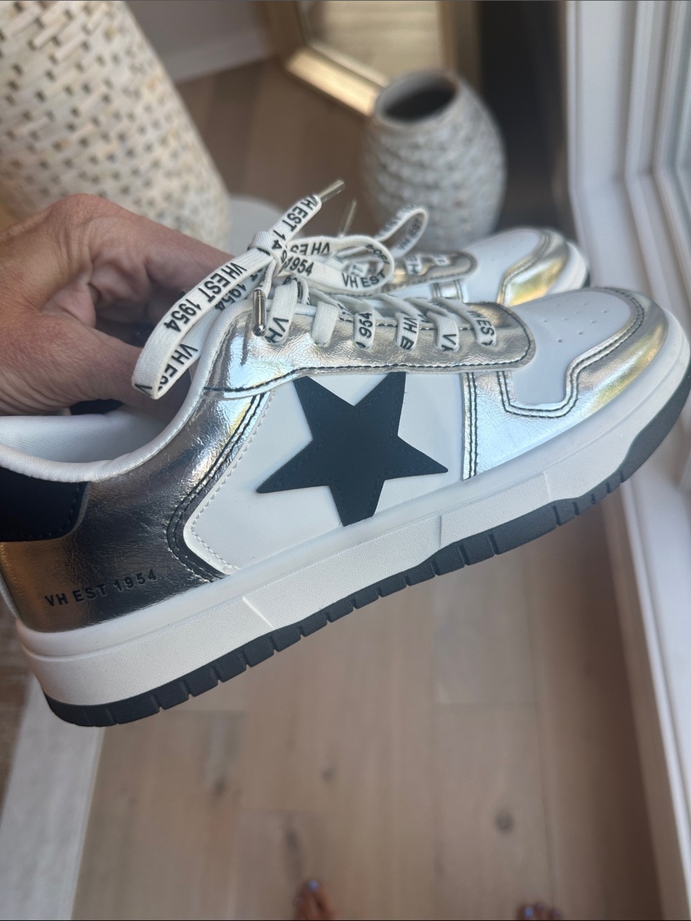 Vintage Havana Silver and Black Low-Top Sneakers - Picture 6 of 8